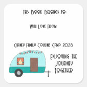 Neven Kamp Retro Camper Bookplate Vierkante Sticker (Voorkant)