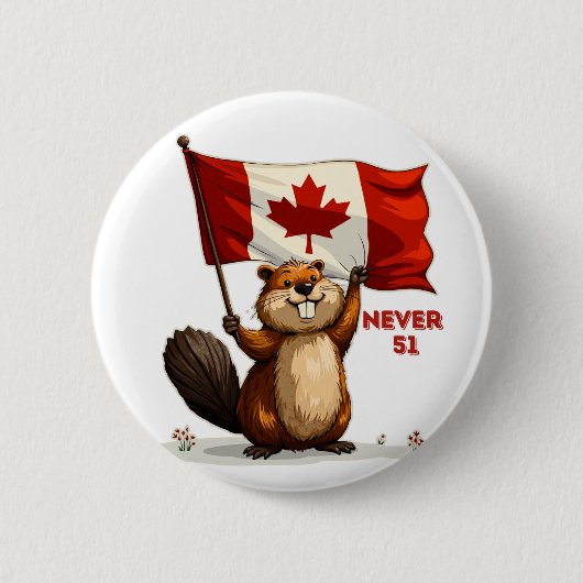 Never 51, Beaver, Canadese vlag esdoornblad Ronde Button 5,7 Cm (Voorkant)