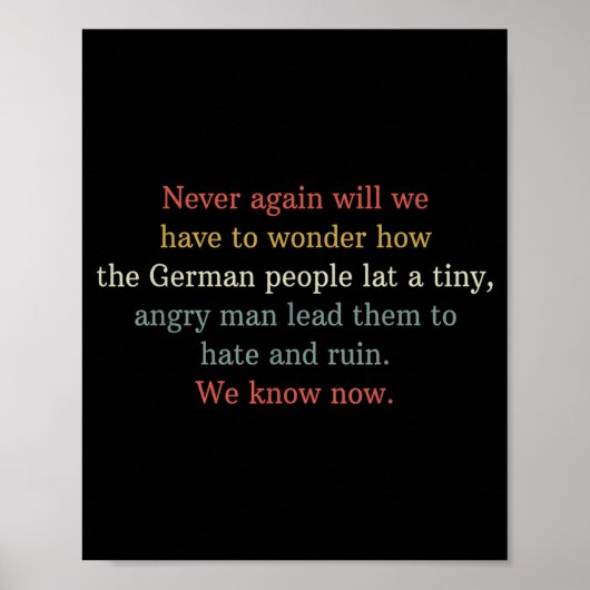 Never Again Will We Have To Wonder How The German  Poster (Voorkant)