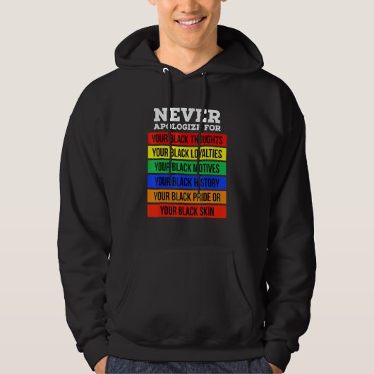 Never Apologize For Your Blackness Black History M Hoodie (Voorkant)