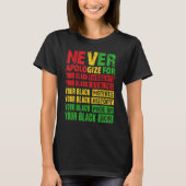 Never Apologize Your Black History Month African A T-shirt (Voorkant)