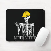 Never Better Construction Grappig Skelet Halloween Muismat (Met muis)