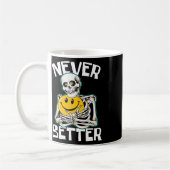 Never Better Skeleton Fun Skull Halloween Kostuum Koffiemok (Links)