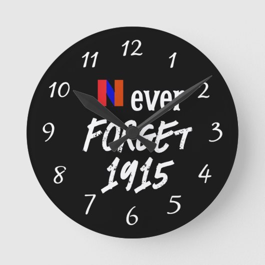 Never Forget 1915 Clock Ronde Klok (Voorkant)