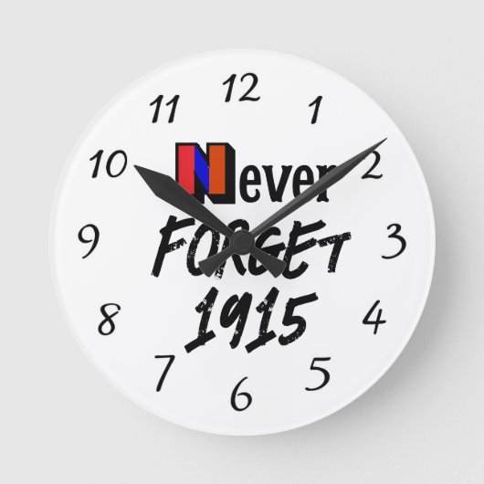 Never Forget 1915 Clock Ronde Klok (Voorkant)