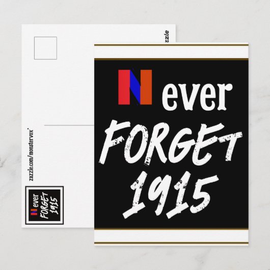 Never Forget 1915 Postcard Briefkaart (Voorkant / Achterkant)