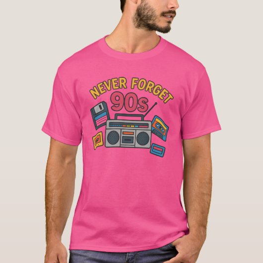 Never Forget 90s Retro Gift Cassette Floppy friend T-shirt (Voorkant)