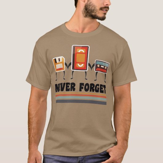 never forget cassett diskett friends t-shirt (Voorkant)