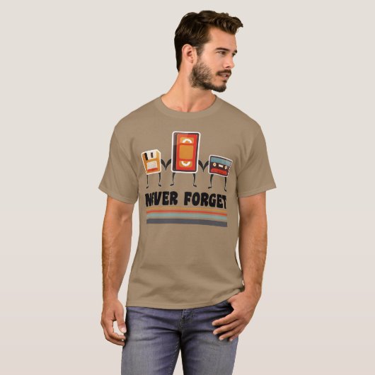 never forget cassett diskett friends t-shirt (Voorkant volledig)