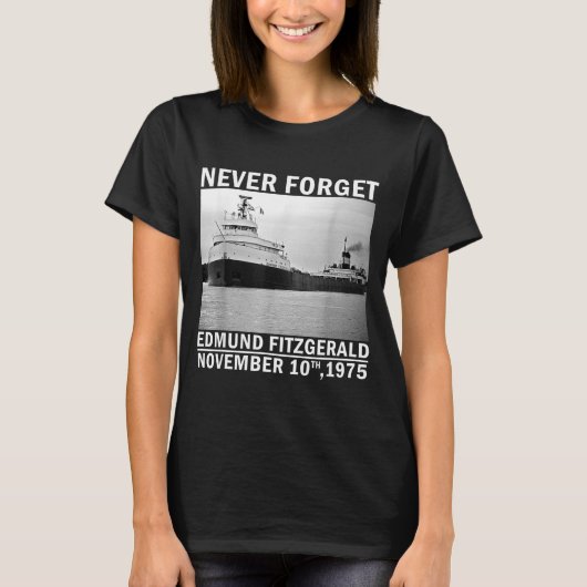 Never Forget – Edmund Fitzgerald Memorial Tee Nov. T-shirt (Voorkant)