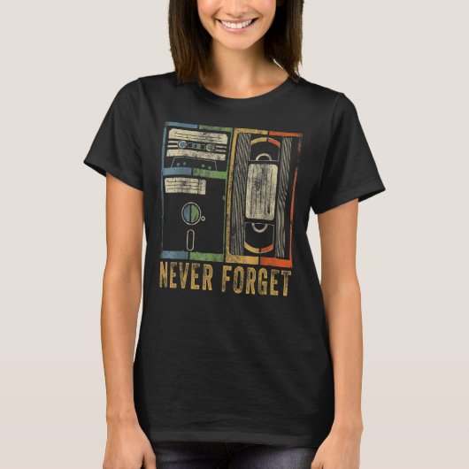 Never Forget Floppy Disk Video Cassette Tapes Geek T-shirt (Voorkant)
