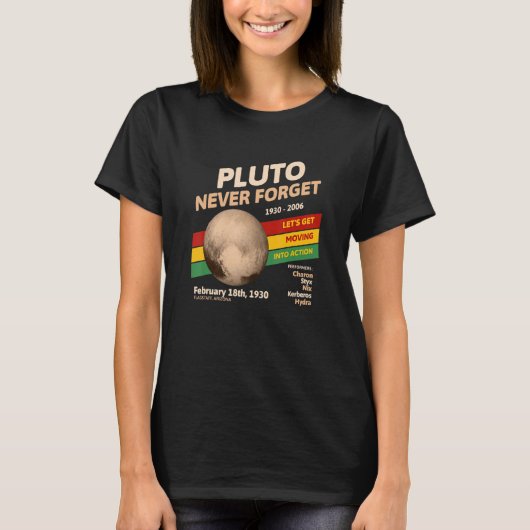 Never Forget Pluto Retro Style Space Science T-shirt (Voorkant)