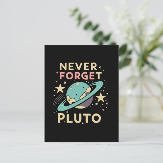Never Forget Pluto Space Science Briefkaart (Staand voorkant)