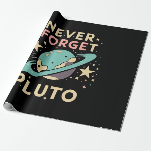 Never Forget Pluto Space Science Cadeaupapier (Uitgerold)