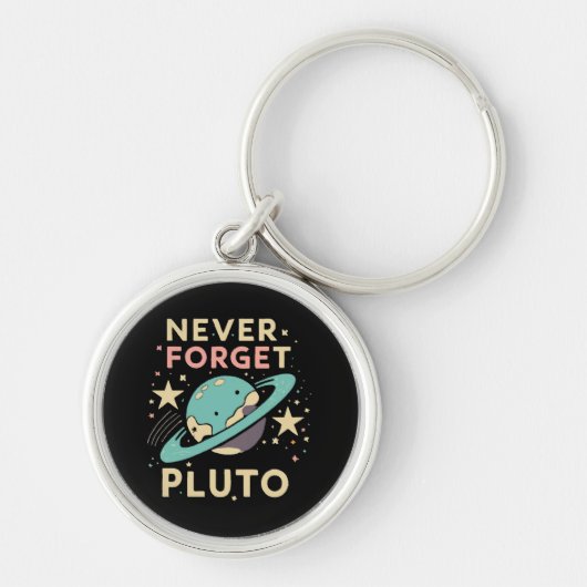 Never Forget Pluto Space Science Sleutelhanger (Voorkant)