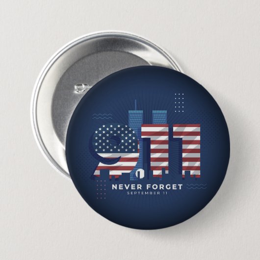 Never forget September 11  Button (Voorkant /achterkant)