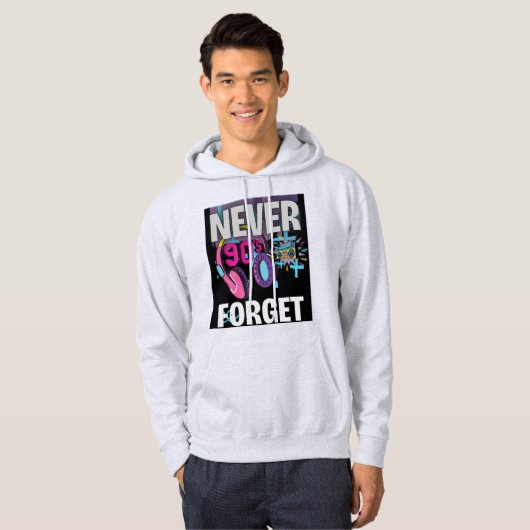 Never Forget the 90s Retro Art Print Hoodie (Voorkant volledig)