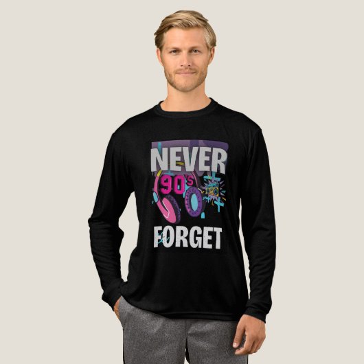 Never Forget the 90s Retro Art Print Tri-Blend Shirt (Voorkant)