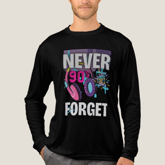 Never Forget the 90s Retro Art Print Tri-Blend Shirt (Voorkant volledig)