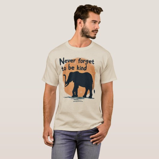 Never Forget To Be Kind Elephant Sunset Silhouette T-shirt (Voorkant volledig)