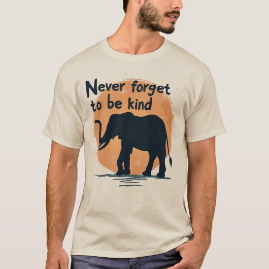 Never Forget To Be Kind Elephant Sunset Silhouette T-shirt (Voorkant)