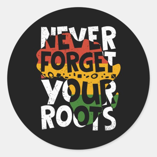 Never Forget Your Roots Afro American Black Histor Ronde Sticker (Voorkant)