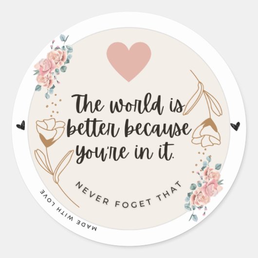 Never Forget Your Worth Ronde Sticker (Voorkant)