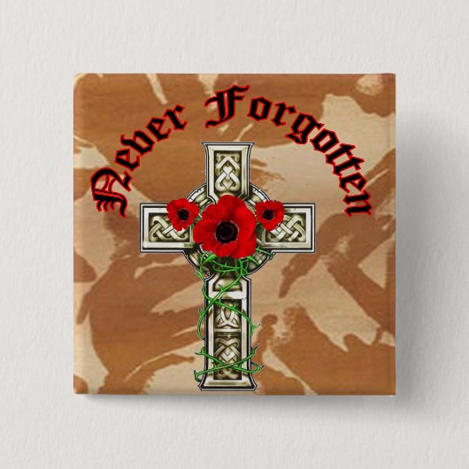 Never Forgotten Vierkante Button 5,1 Cm (Voorkant)