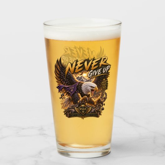 Never Give Up Eagle – Powerful Glas (Voorkant gevuld)