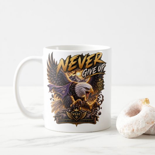 Never Give Up Eagle – Powerful Koffiemok (Met donut)