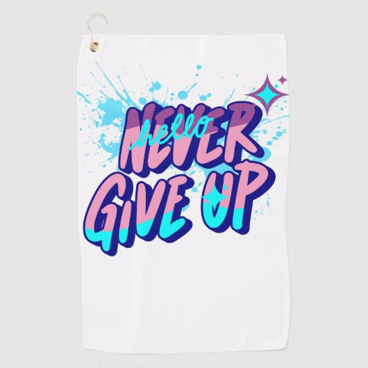 NEVER GIVE UP  GOLFHANDDOEK (Voorkant)