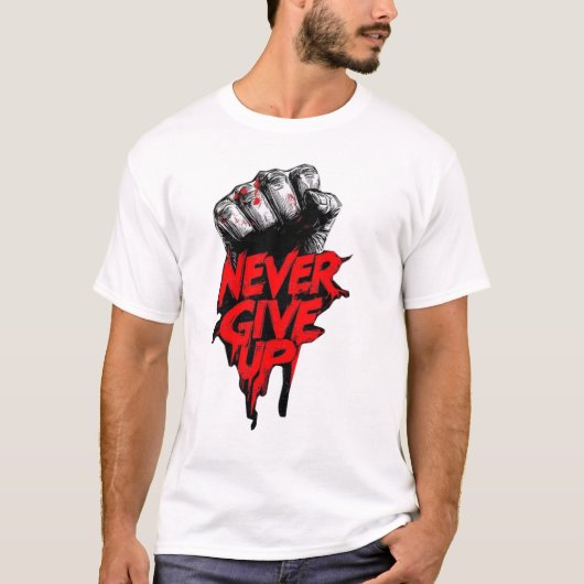 "NEVER GIVE UP" Gym T-Shirts for Men Online (Voorkant)