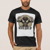 NEVER GIVE UP – Muscular Wolf Power T-shirt (Voorkant)