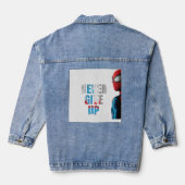 "Never Give Up" originele jeans Denim Jacket (Achterkant)