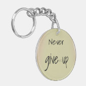 Never give up sleutelhanger (Voorkant Links)
