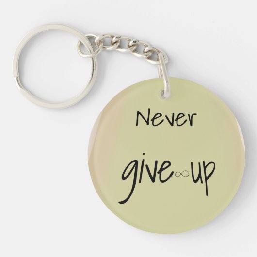 Never give up sleutelhanger (Voorkant)