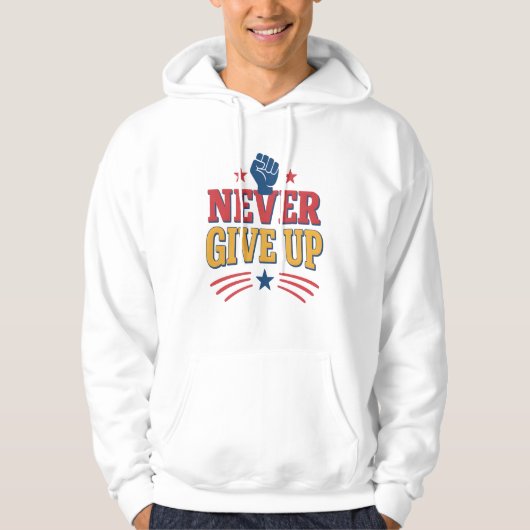 Never give up t shirt  (Voorkant)