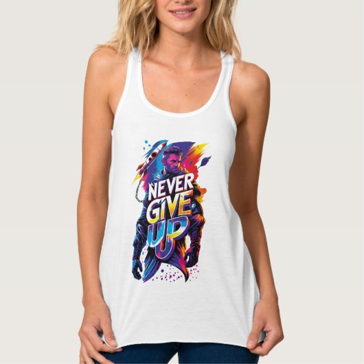 Never Give Up Tanktop (Voorkant)