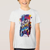 Never Give Up Tri-Blend Shirt (Voorkant)
