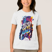 Never Give Up Tri-Blend Shirt (Voorkant)