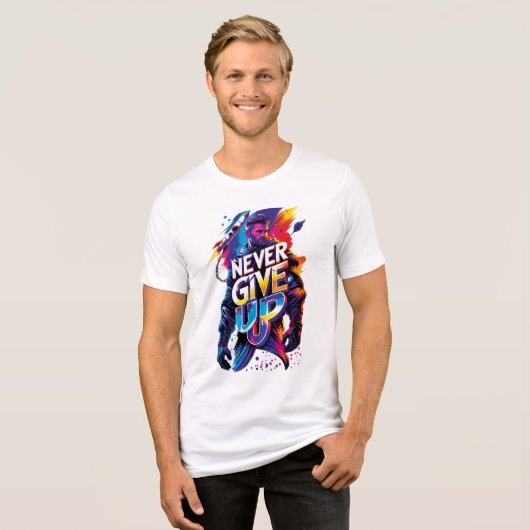 Never Give Up Tri-Blend Shirt (Voorkant volledig)