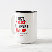 Never Give Up Two-Tone Mug Tweekleurige Koffiemok (Voorkant links)