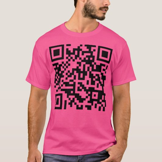 Never Gonna Give You Up QR-code T-shirt (Voorkant)