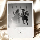 "Never Grow Up" Foto Dank je wel kaart