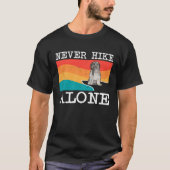 Never Hike Alone Pyrenean Shepherd Graphic Hiking T-shirt (Voorkant)