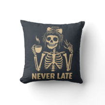 Never late  skeleton cushion