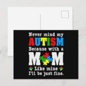 Never Mind my Autism Because with a Mom Like Mine Uitnodiging Briefkaart (Voorkant / Achterkant)