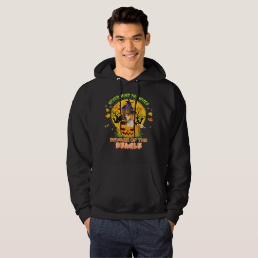 Never Mind Witch Beware Of Beagle Dog Halloween Hoodie (Voorkant volledig)
