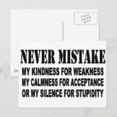 NEVER MISTAKE BRIEFKAART (Voorkant / Achterkant)