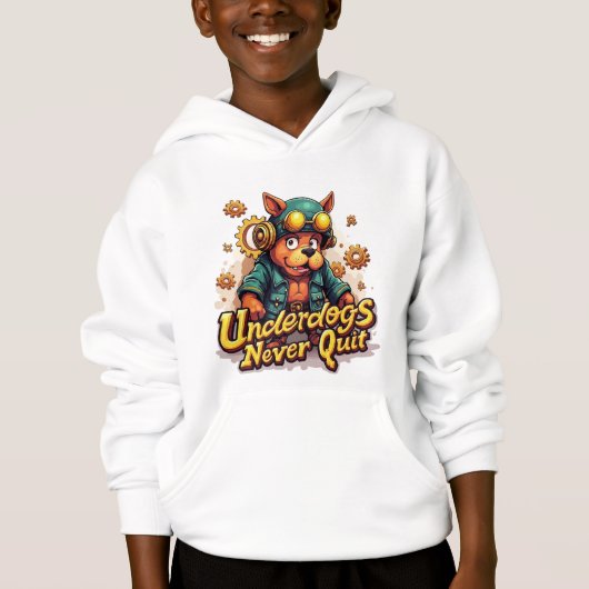 Never Quit Boys Hoodie – Underdog Day  (Voorkant)